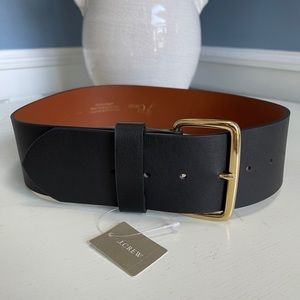J.Crew Wide Leather Belt in Black & Gold